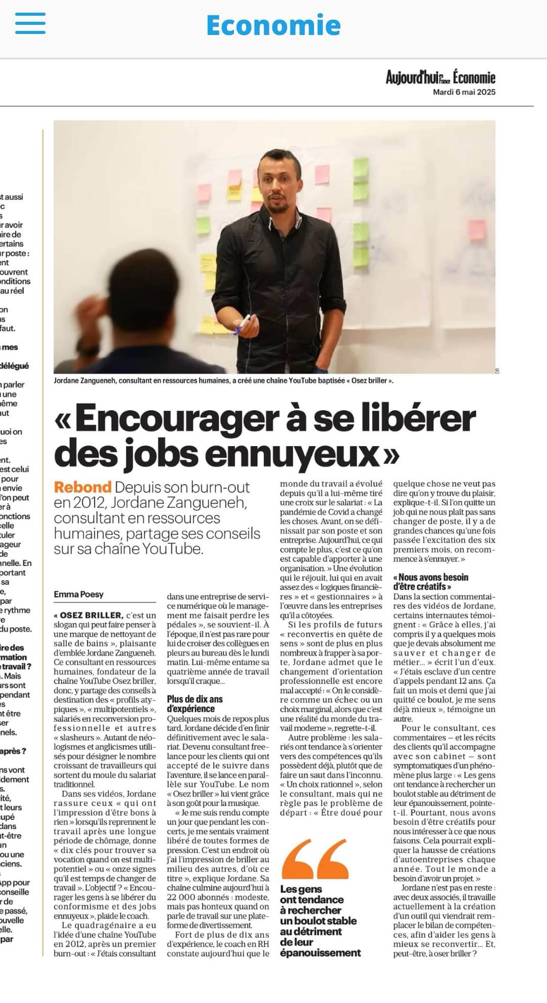 Osez Briller, Jordane ZANGUENEH, Consultant reconversion professionnelle